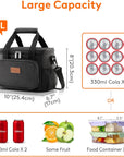 Insulated Lunch Bag for Adults – Waterproof, Leakproof, Large Capacity (8.5L) – Portable Cooler Tote with Shoulder Strap and Pockets – Office, School, Picnic