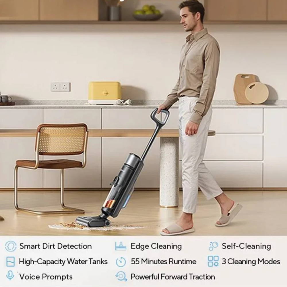 Laresar M3 Cordless Wet &amp; Dry Vacuum Mop – Self-Cleaning, Edge Cleaning, 55-Min Runtime