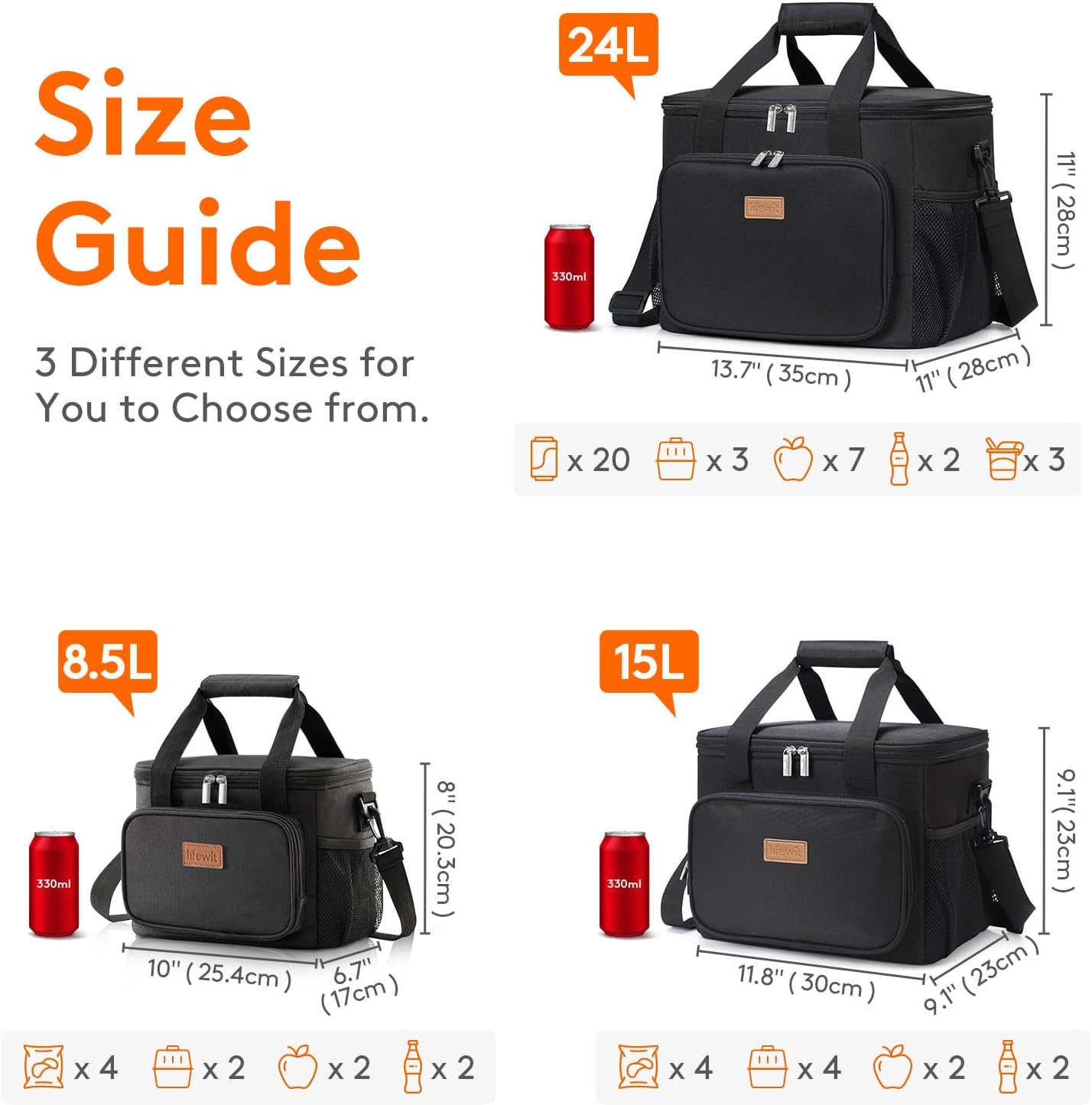 Insulated Lunch Bag for Adults – Waterproof, Leakproof, Large Capacity (8.5L) – Portable Cooler Tote with Shoulder Strap and Pockets – Office, School, Picnic