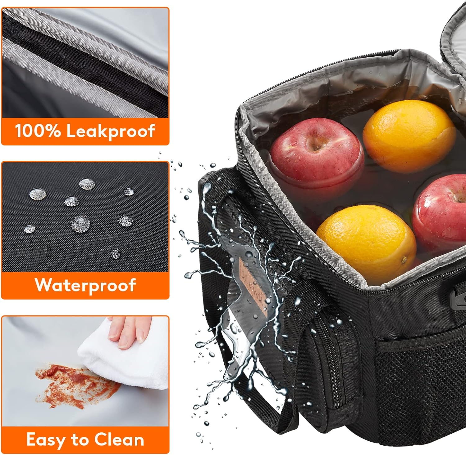 Insulated Lunch Bag for Adults – Waterproof, Leakproof, Large Capacity (8.5L) – Portable Cooler Tote with Shoulder Strap and Pockets – Office, School, Picnic