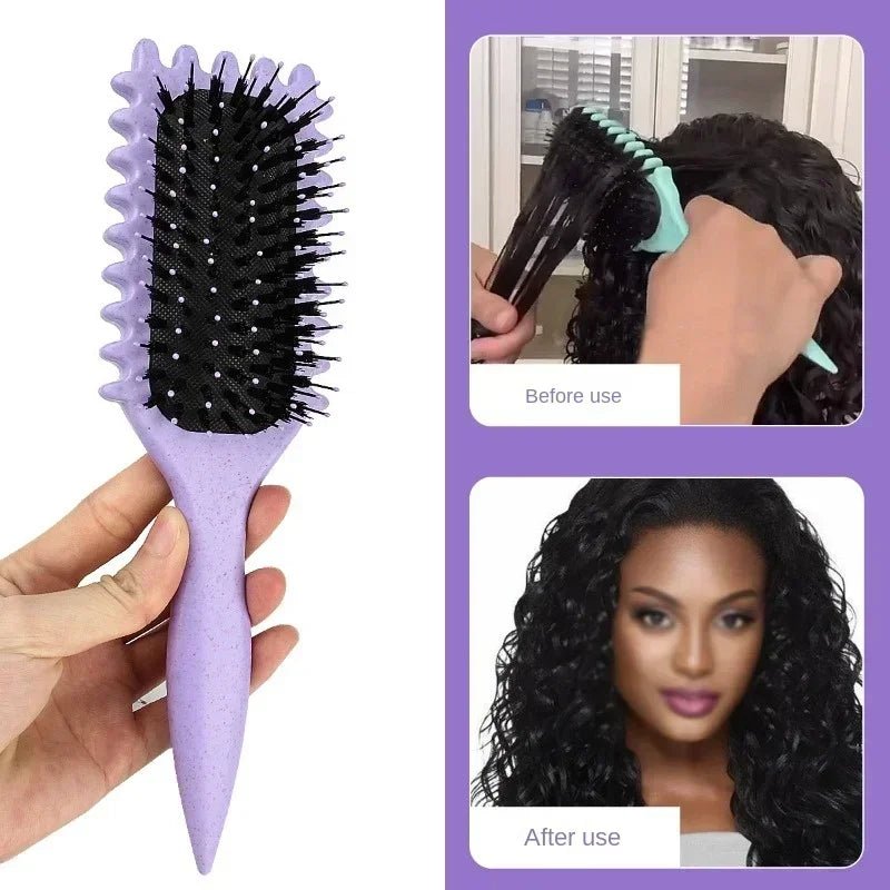 Women'S Hair Comb Hollow Shaped Curly Hair Comb Multi Functional Scalp Massage and Anti - Static Fluffy Hair Brush Hairstyle Tools - Best Deals UK