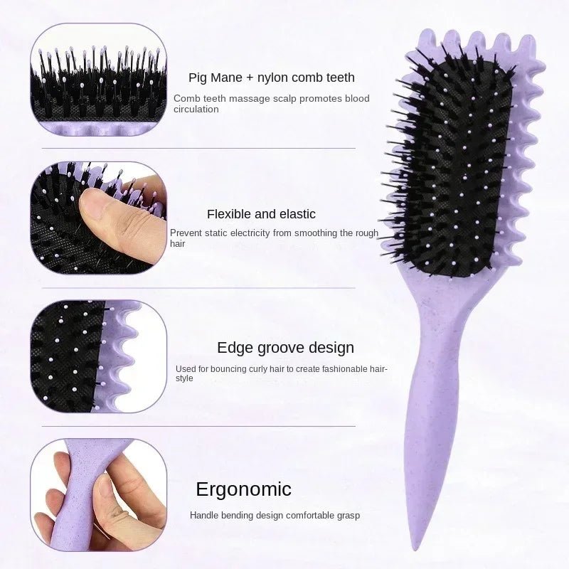 Women'S Hair Comb Hollow Shaped Curly Hair Comb Multi Functional Scalp Massage and Anti - Static Fluffy Hair Brush Hairstyle Tools - Best Deals UK